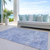 8' X 10' Sky Blue Ivory And Gray Damask Washable Indoor Outdoor Area Rug