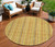 8' Gold And Copper Round Striped Washable Indoor Outdoor Area Rug