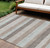 9' X 12' Taupe And Ivory Striped Washable Indoor Outdoor Area Rug - Taupe, Ivory