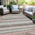 9' X 12' Taupe And Ivory Striped Washable Indoor Outdoor Area Rug - Taupe, Ivory