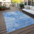 9' X 12' Denim Blue And Sky Blue Nautical Washable Indoor Outdoor Area Rug