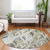 8' Taupe Ivory And Brown Round Geometric Washable Indoor Outdoor Area Rug