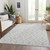 8' X 10' Silver And Ivory Geometric Washable Indoor Outdoor Area Rug - Silver, Ivory