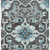 10' X 14' Teal Blue And Charcoal Damask Washable Indoor Outdoor Area Rug