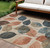 10' X 14' Beige Copper And Denim Blue Floral Washable Indoor Outdoor Area Rug
