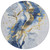8' Blue And Gold Round Abstract Washable Indoor Outdoor Area Rug - Blue, Gold