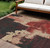 10' X 14' Brick Red And Red Abstract Washable Indoor Outdoor Area Rug