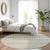 8' Linen And Lime Green Round Striped Washable Indoor Outdoor Area Rug