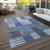 10' X 14' Denim Blue And Navy Blue Striped Washable Indoor Outdoor Area Rug