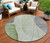8' Olive Green And Gray Round Abstract Washable Indoor Outdoor Area Rug