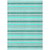 9' X 12' Turquoise Striped Washable Indoor Outdoor Area Rug