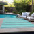 9' X 12' Turquoise Striped Washable Indoor Outdoor Area Rug