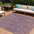 10' X 14' Mauve And Dark Purple Striped Washable Indoor Outdoor Area Rug