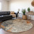 8' Khaki Gray And Copper Round Abstract Washable Indoor Outdoor Area Rug