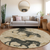 8' Beige And Charcoal Round Horse Washable Indoor Outdoor Area Rug