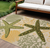 9' X 12' Green Yellow Blue Ivory And Dark Green Starfish Indoor Outdoor Area Rug