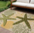 9' X 12' Green Yellow Blue Ivory And Dark Green Starfish Indoor Outdoor Area Rug