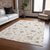 9' X 12' Ivory Brown And Coral Floral Washable Indoor Outdoor Area Rug
