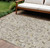 8' X 10' Beige Brown And Gray Floral Washable Indoor Outdoor Area Rug