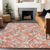 8' X 10' Coral And Orange Geometric Washable Indoor Outdoor Area Rug
