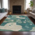 9' X 12' Teal Blue Ivory And Beige Abstract Washable Indoor Outdoor Area Rug