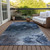 8' X 10' Navy Blue And Denim Blue Abstract Washable Indoor Outdoor Area Rug - Navy Blue, Denim Blue