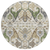 8' Ivory Green And Brown Round Floral Washable Indoor Outdoor Area Rug