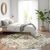 8' Ivory Green And Brown Round Floral Washable Indoor Outdoor Area Rug