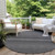 8' Round Gray Round Striped Washable Non Skid Indoor Outdoor Area Rug