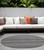 8' Round Gray Round Striped Washable Non Skid Indoor Outdoor Area Rug