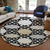 8' Black Gray And Ivory Round Trellis Washable Indoor Outdoor Area Rug