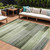 9' X 12' Green And Ivory Striped Washable Indoor Outdoor Area Rug - 880016742886