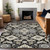 9' X 12' Black Gray And Beige Medallion Washable Indoor Outdoor Area Rug