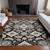9' X 12' Black Gray And Beige Medallion Washable Indoor Outdoor Area Rug