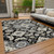 9' X 12' Black Gray And Beige Medallion Washable Indoor Outdoor Area Rug