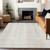8' X 10' Ivory And Beige Striped Washable Indoor Outdoor Area Rug