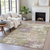 8' X 10' Beige Green And Purple Abstract Washable Indoor Outdoor Area Rug