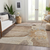 8' X 10' Brown Beige And Taupe Floral Washable Indoor Outdoor Area Rug