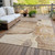 8' X 10' Brown Beige And Taupe Floral Washable Indoor Outdoor Area Rug