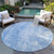 8' Denim Blue And Ivory Round Abstract Washable Indoor Outdoor Area Rug Transitional Style - Denim Blue, Ivory Color
