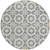 8' Gray Ivory And Gold Round Floral Medallion Washable Indoor Outdoor Area Rug