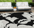 8' X 10' Black Gray And Silver Floral Washable Indoor Outdoor Area Rug