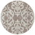 8' Taupe And Ivory Round Damask Washable Indoor Outdoor Area Rug