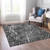 9' X 12' Charcoal Ivory And Gray Abstract Washable Indoor Outdoor Area Rug