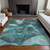 10' X 14' Teal Abstract Washable Non Skid Indoor Outdoor Area Rug Contemporary Style - Teal Blue Color