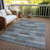 9' X 12' Blue Denim Blue And Brown Striped Washable Indoor Outdoor Area Rug