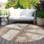 8' Copper And Gray Round Geometric Washable Indoor Outdoor Area Rug