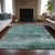 10' X 14' Teal Blue Gray And Pale Aqua Abstract Washable Indoor Outdoor Area Rug