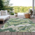 9' X 12' Green Ivory And Beige Abstract Washable Indoor Outdoor Area Rug