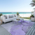 9' X 12' Purple and Ivory Abstract Washable Non Skid Indoor Outdoor Area Rug